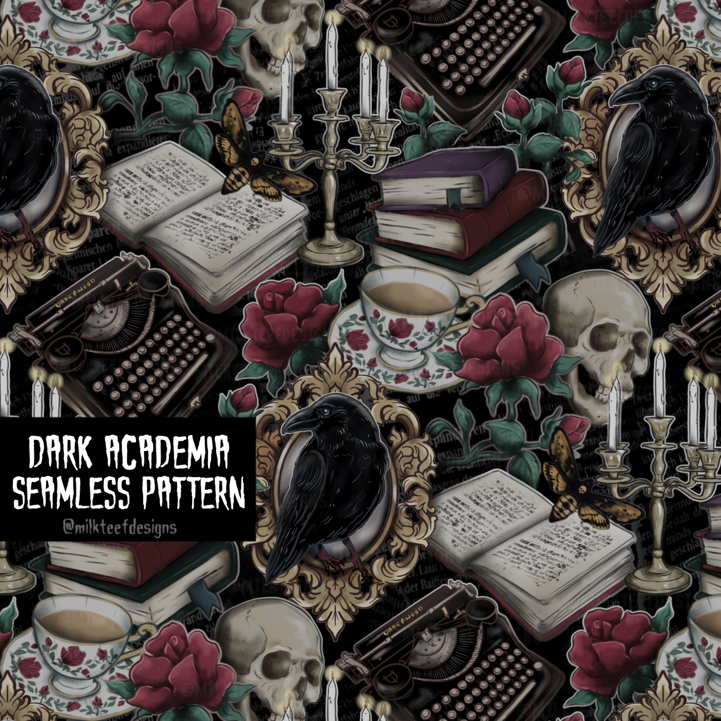 Dark Academia / Seamless Pattern