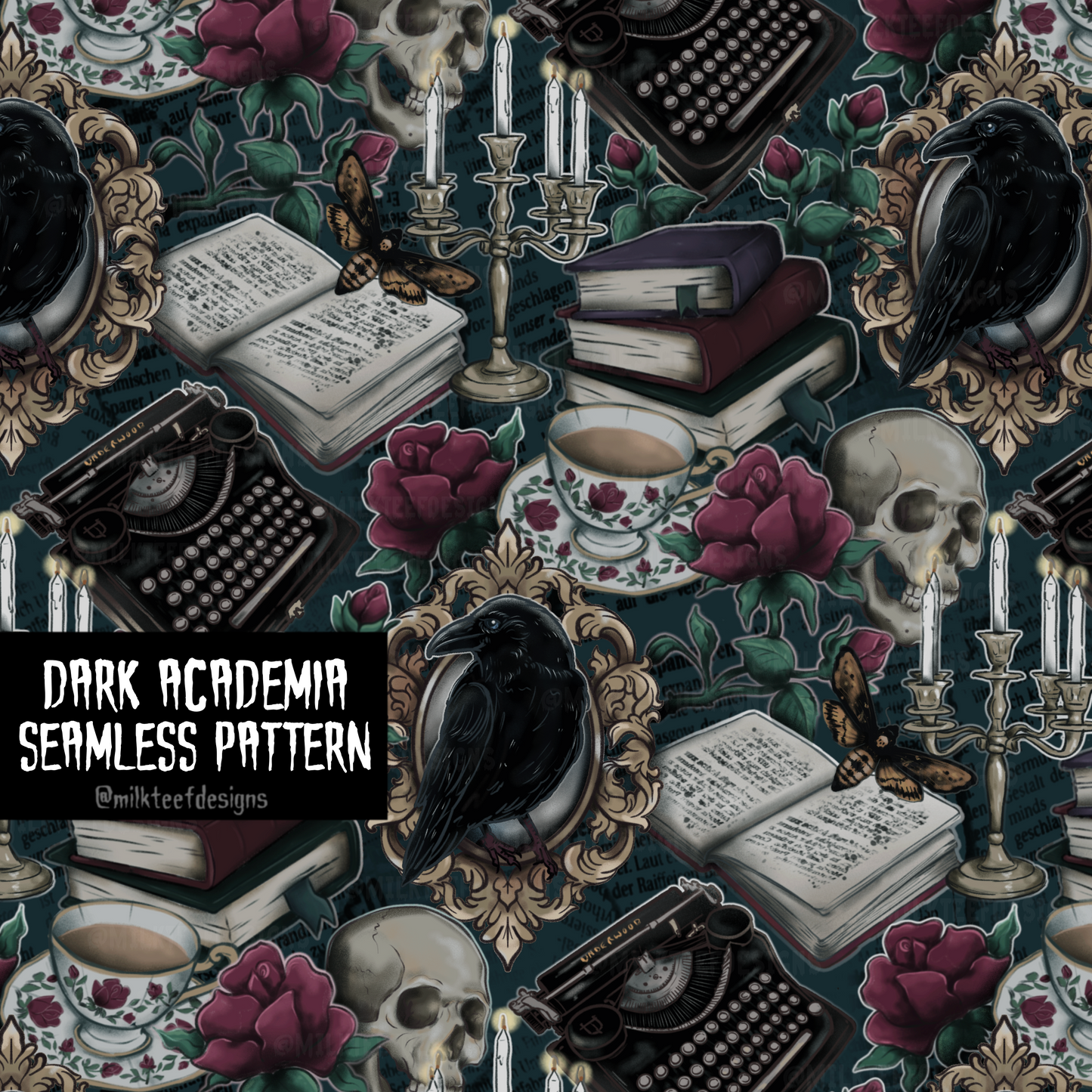 Dark Academia / Seamless Pattern