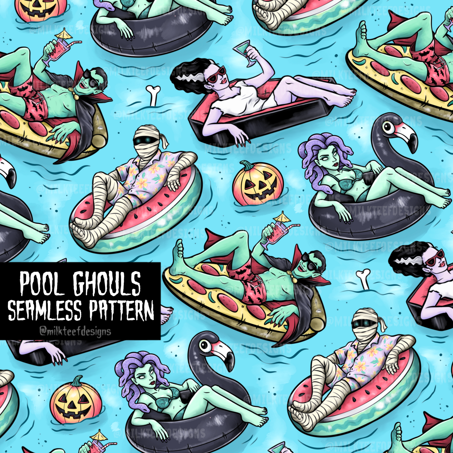 Pool Ghouls / Seamless Pattern