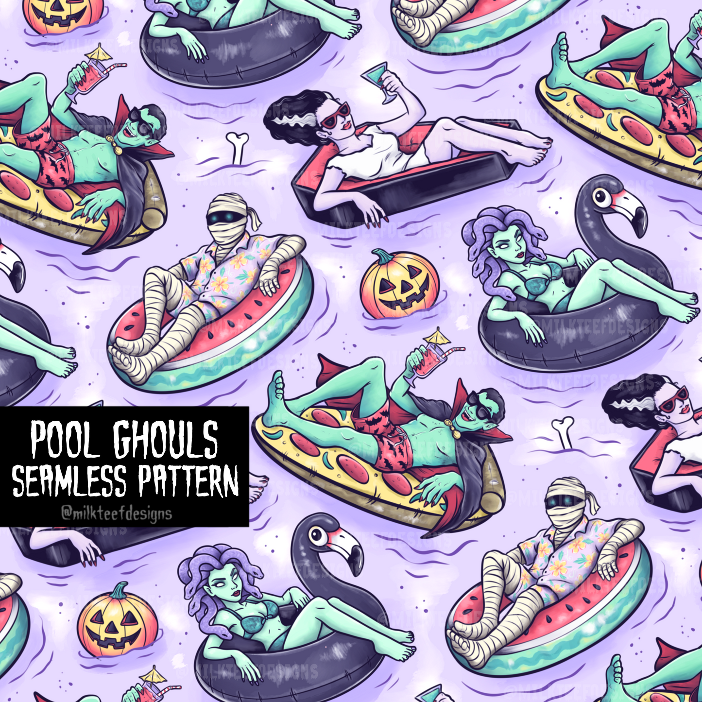Pool Ghouls / Seamless Pattern