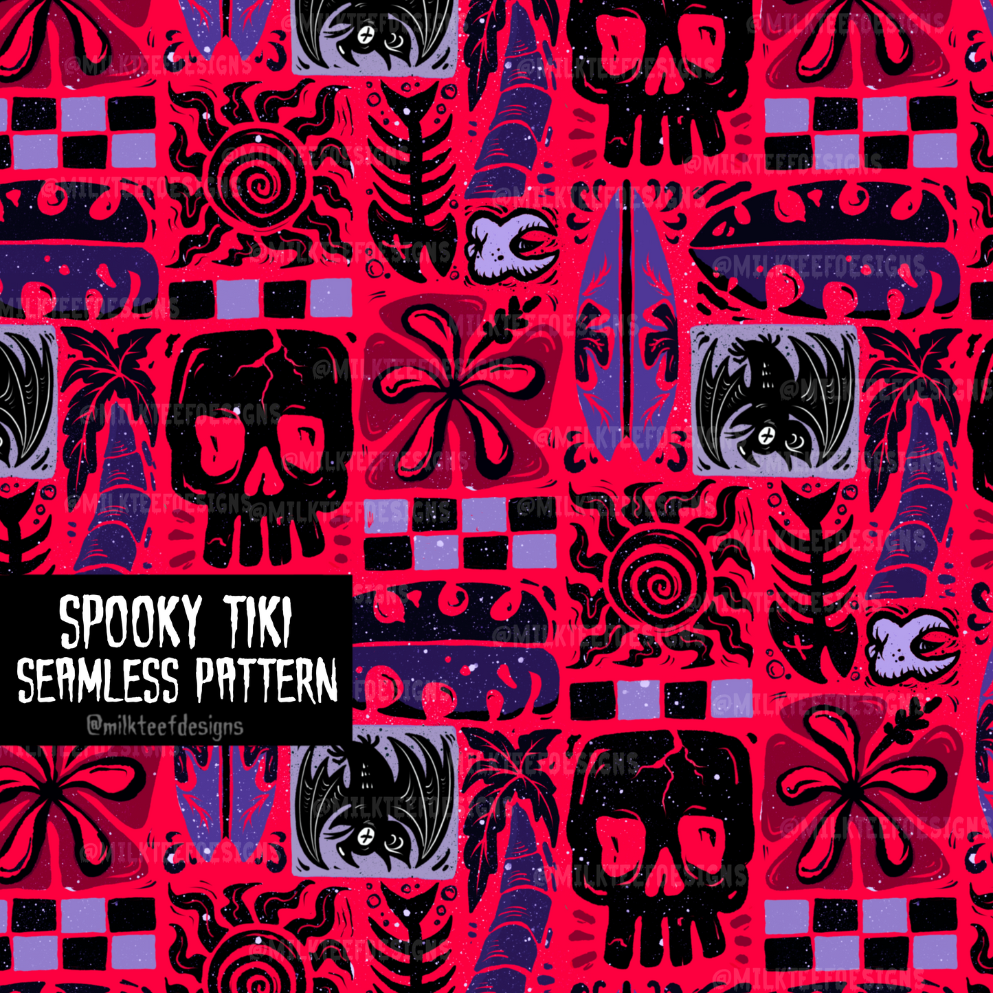Spooky Tiki / Seamless Pattern