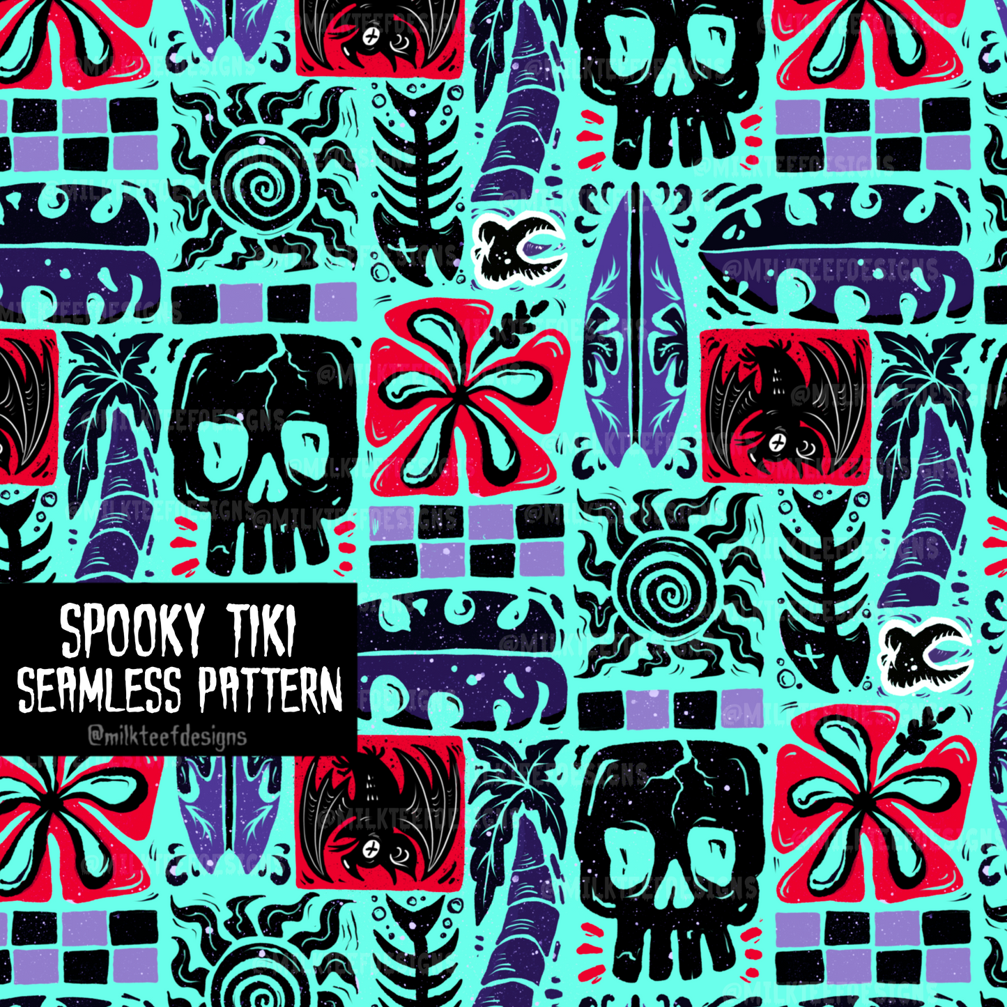 Spooky Tiki / Seamless Pattern