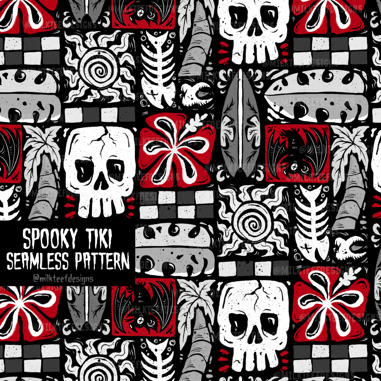 Spooky Tiki / Seamless Pattern