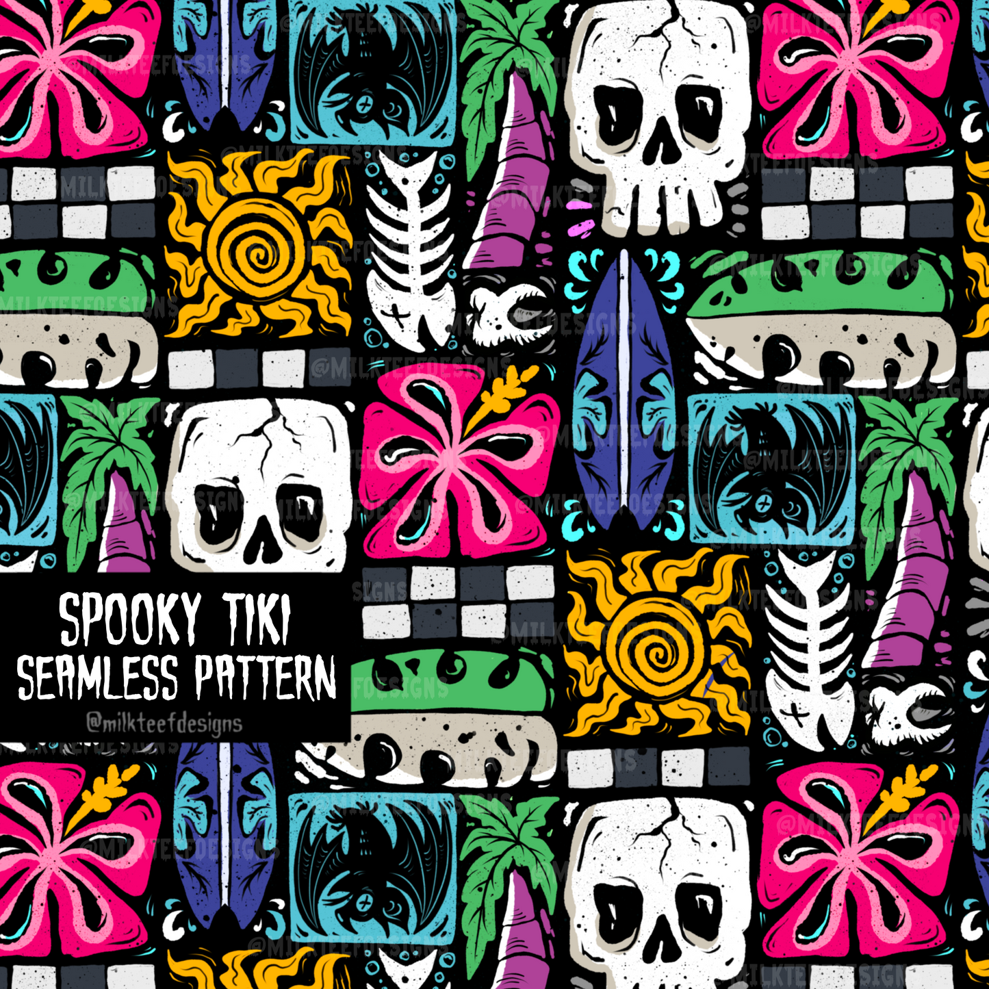 Spooky Tiki / Seamless Pattern