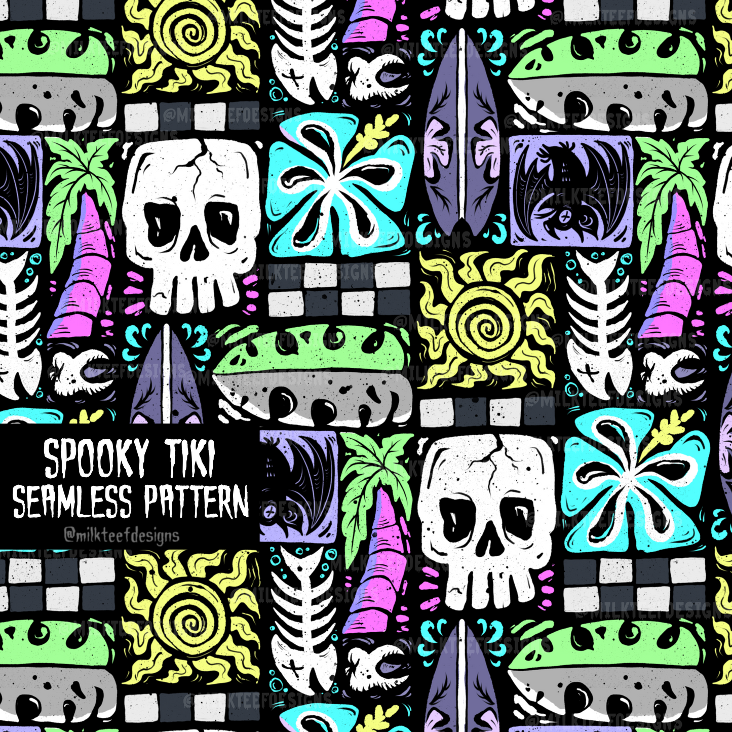 Spooky Tiki / Seamless Pattern