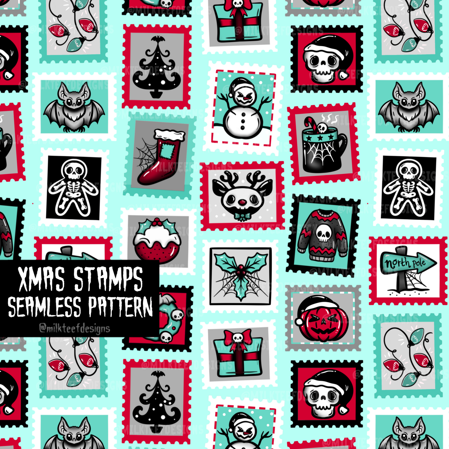 Xmas Stamps / Seamless Pattern