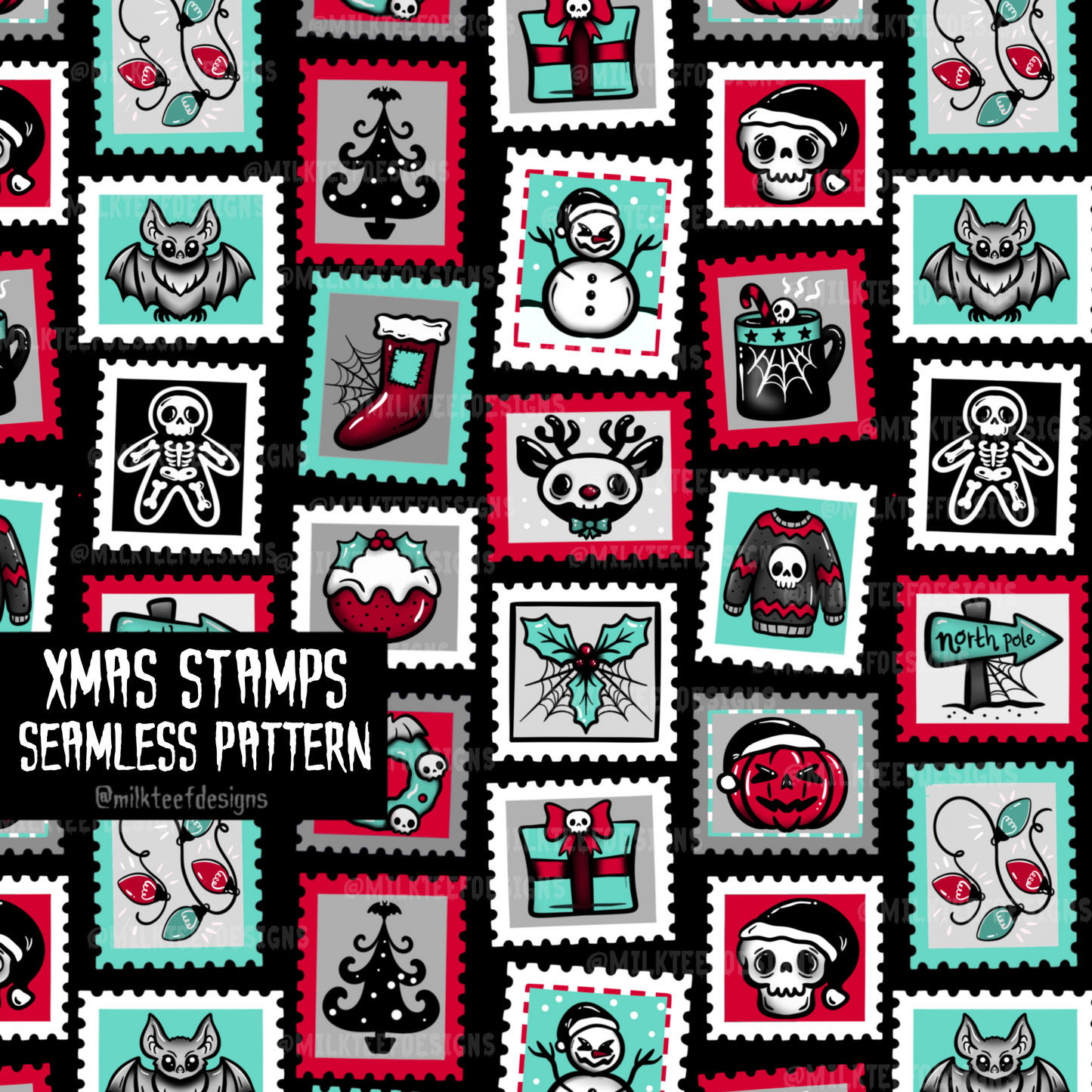 Xmas Stamps / Seamless Pattern