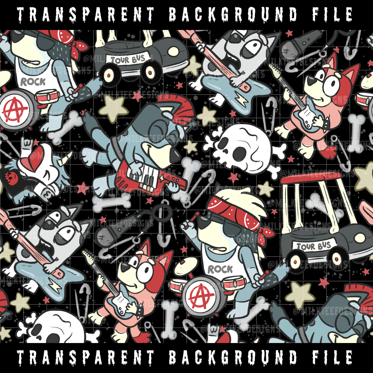 Blue dog Band / Transparent Seamless