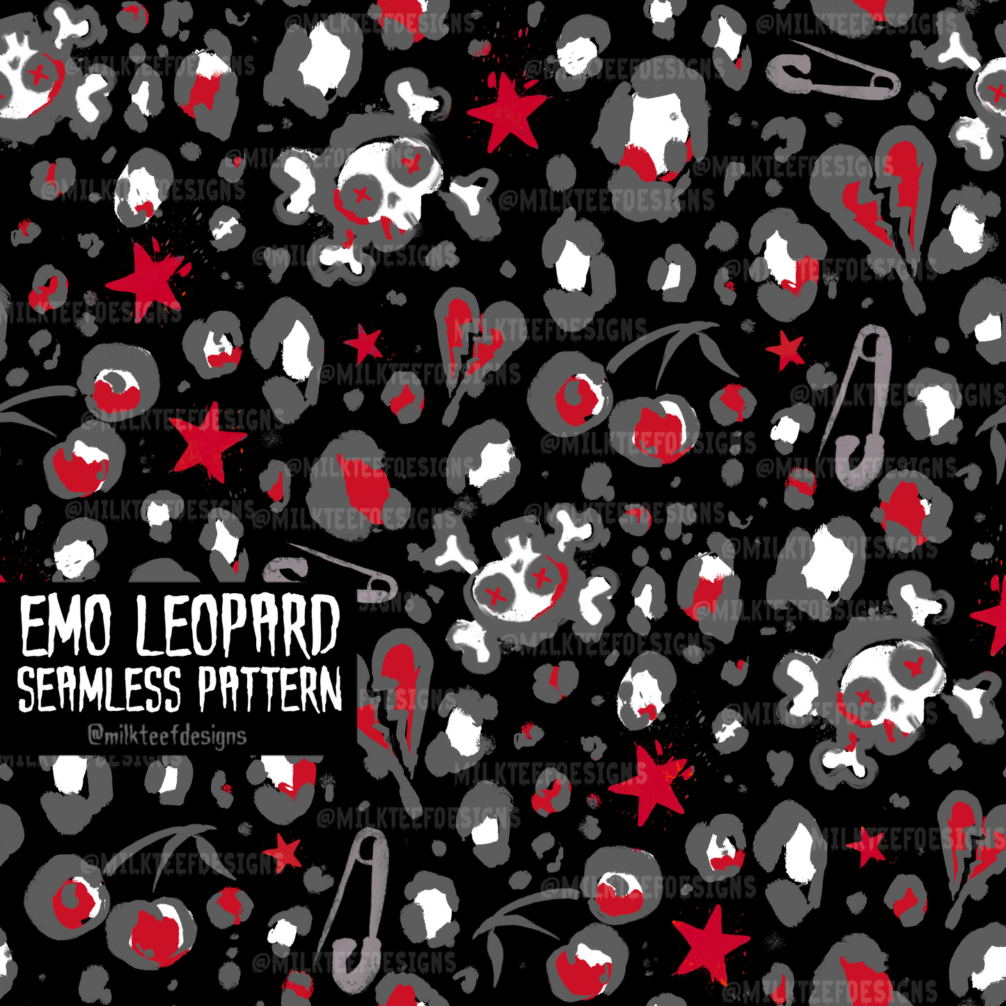 Emo Leopard  / Seamless Pattern
