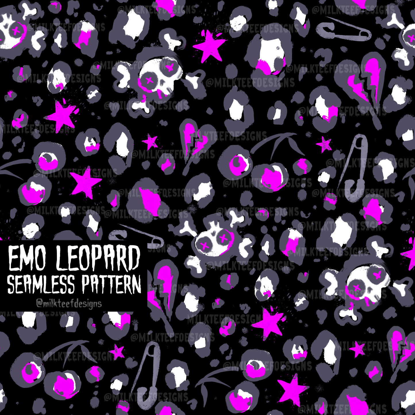 Emo Leopard  / Seamless Pattern