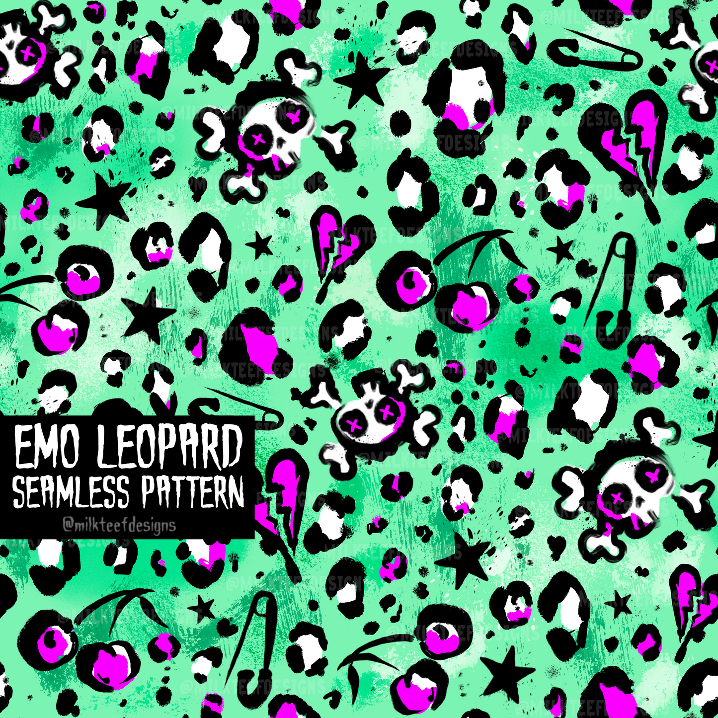 Emo Leopard  / Seamless Pattern
