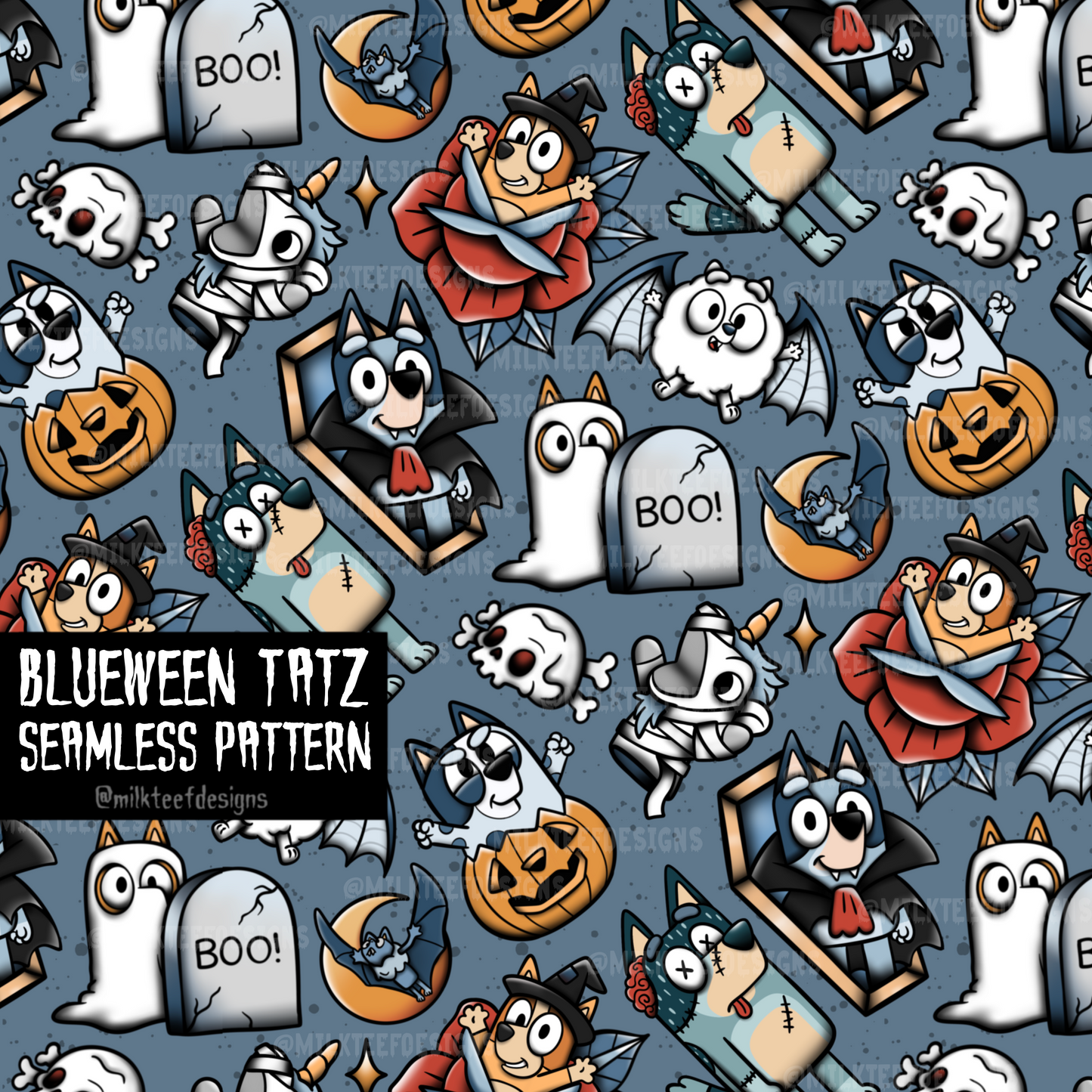 Blueween Tatz / Seamless Pattern