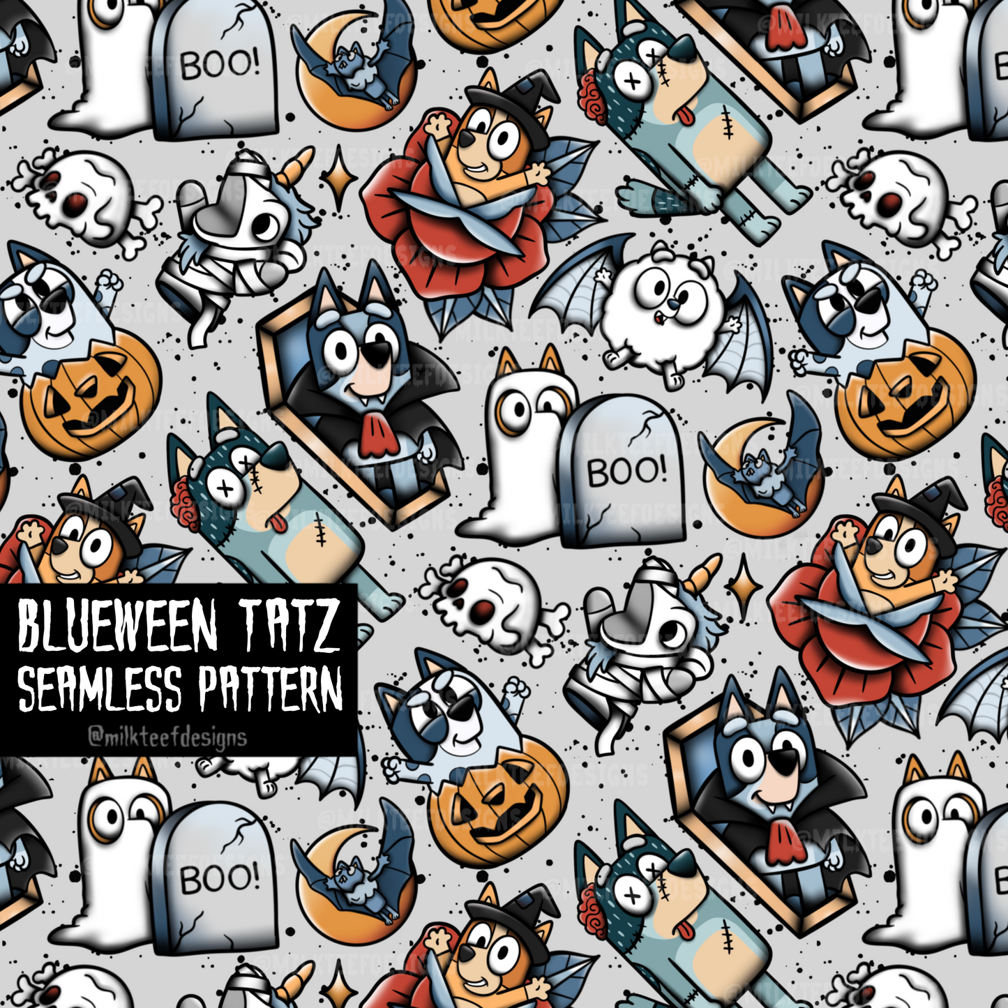 Blueween Tatz / Seamless Pattern