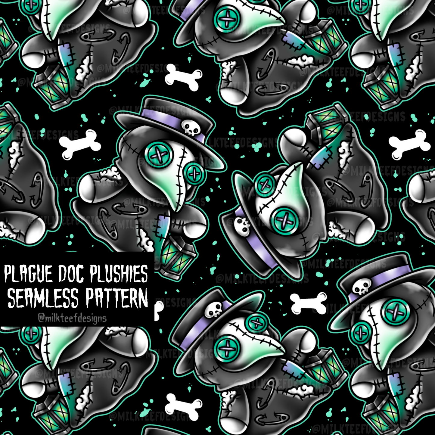 Plague Doc Plushies / Seamless Design