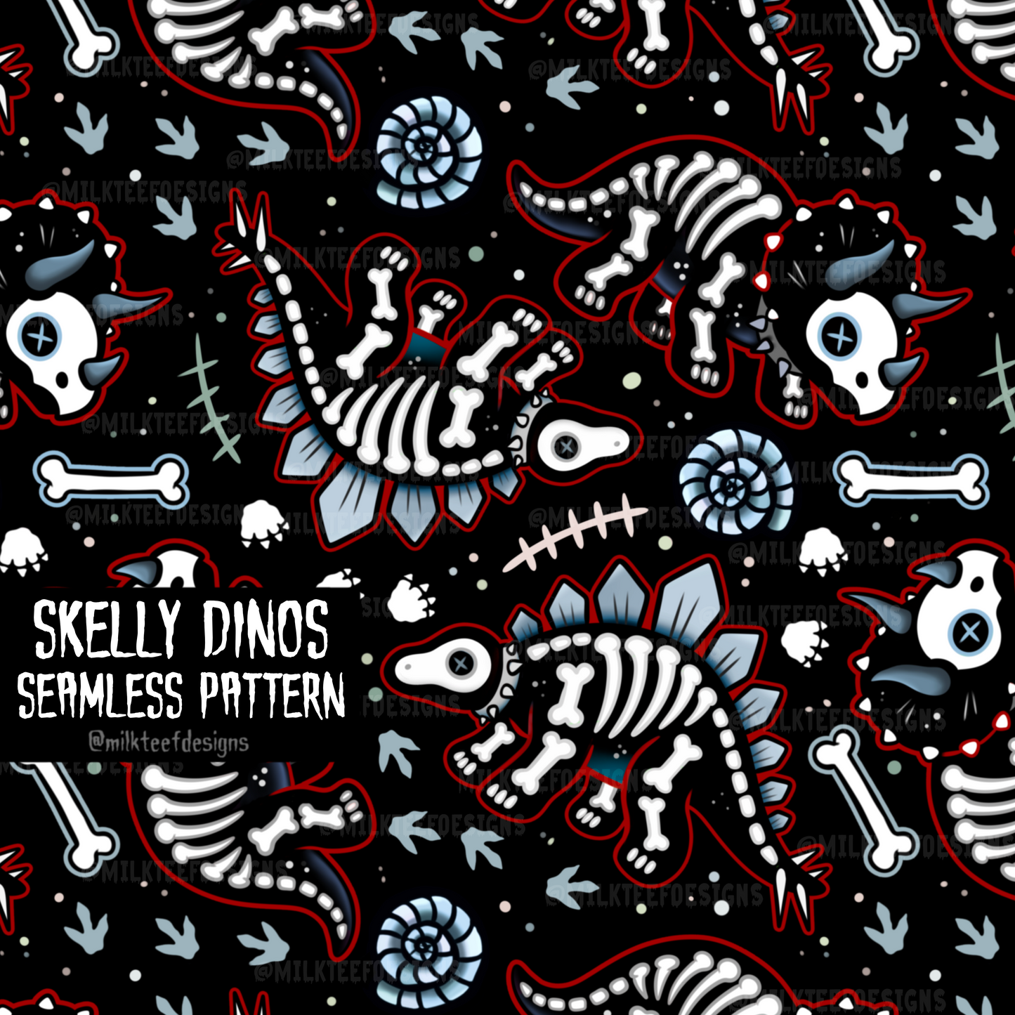 Skelly Dinos / Seamless Design