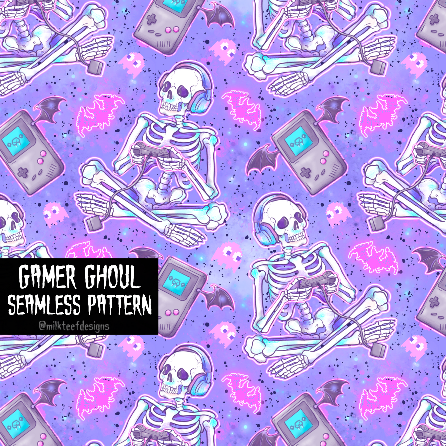 Gamer Ghoul / Seamless Pattern