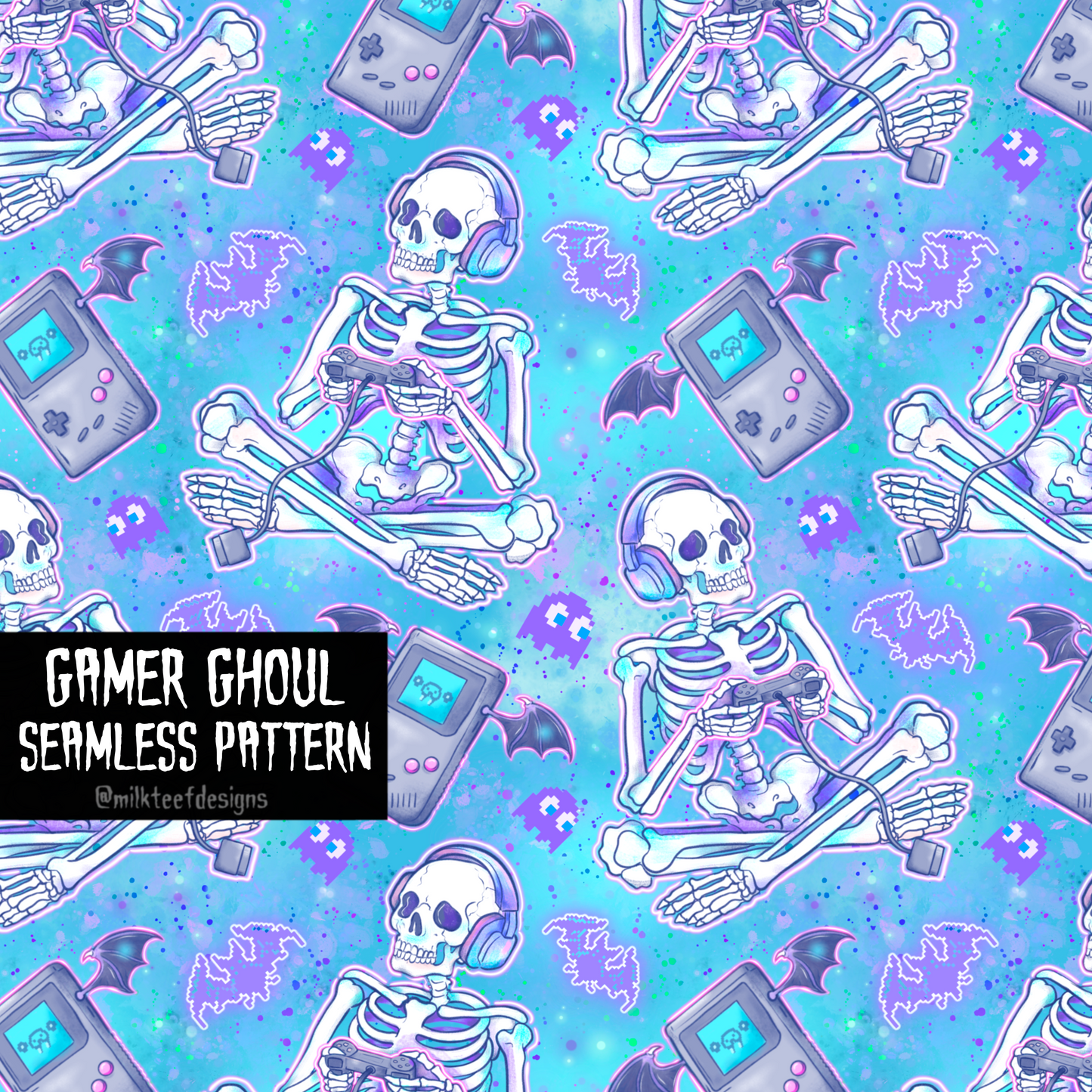 Gamer Ghoul / Seamless Pattern