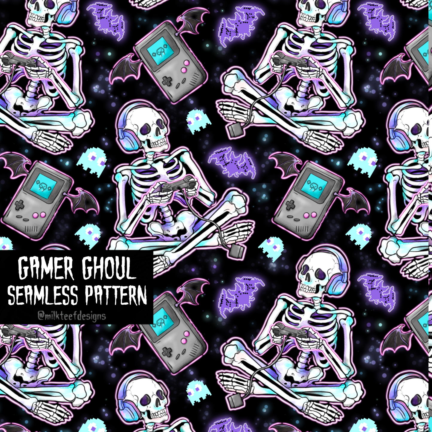 Gamer Ghoul / Seamless Pattern