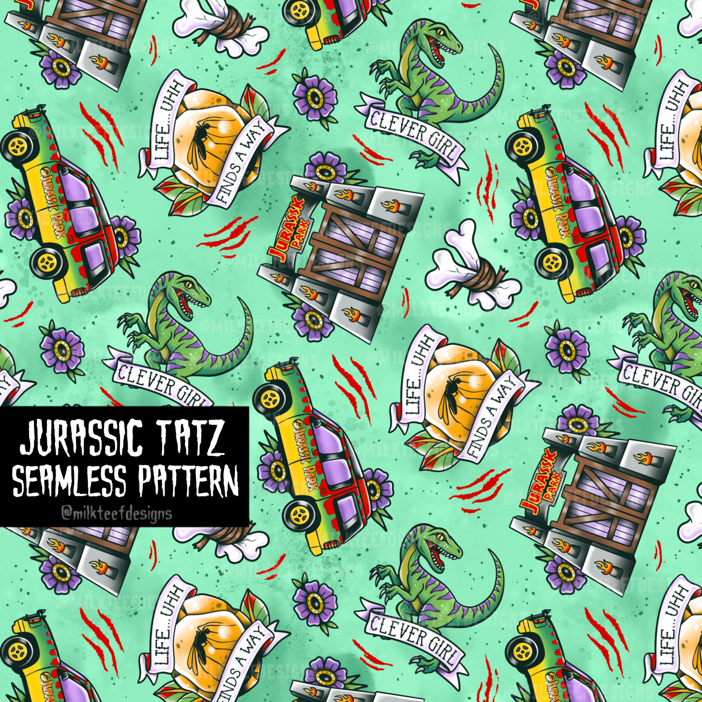 Jurassic Tatz / Seamless Pattern