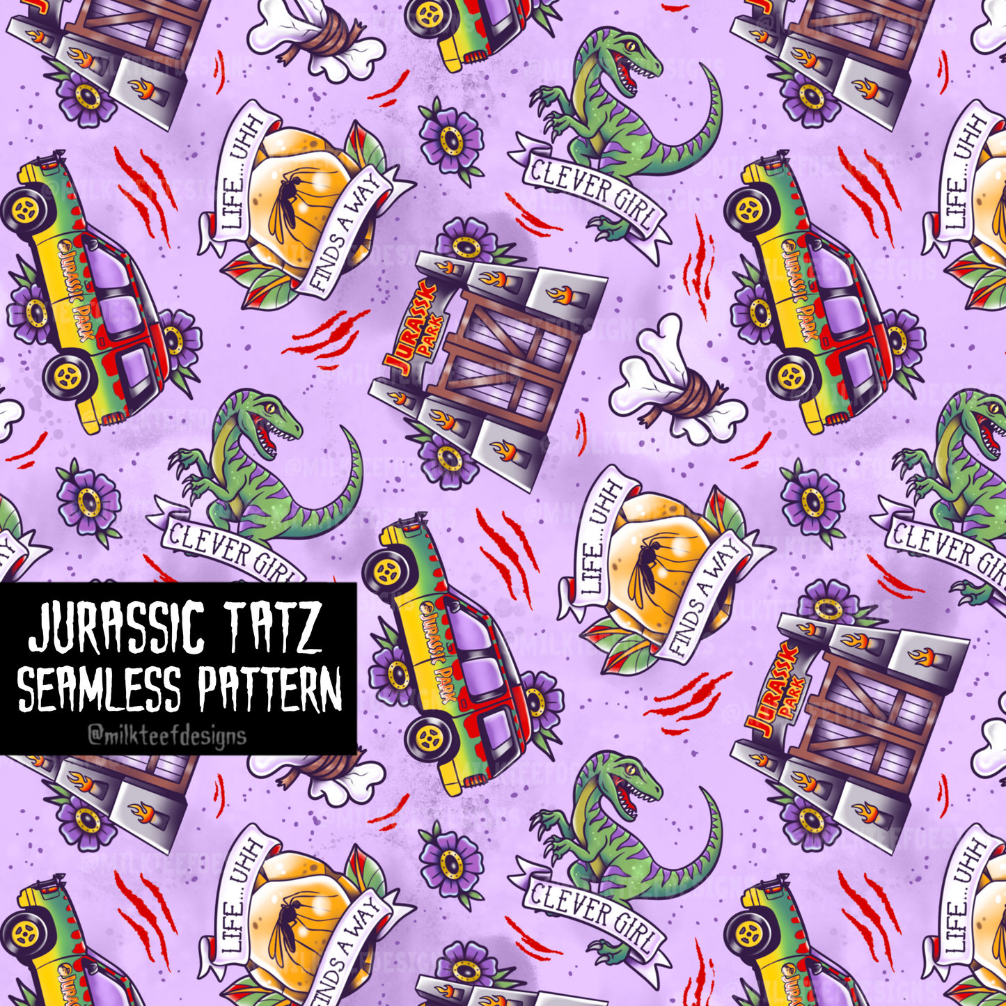 Jurassic Tatz / Seamless Pattern