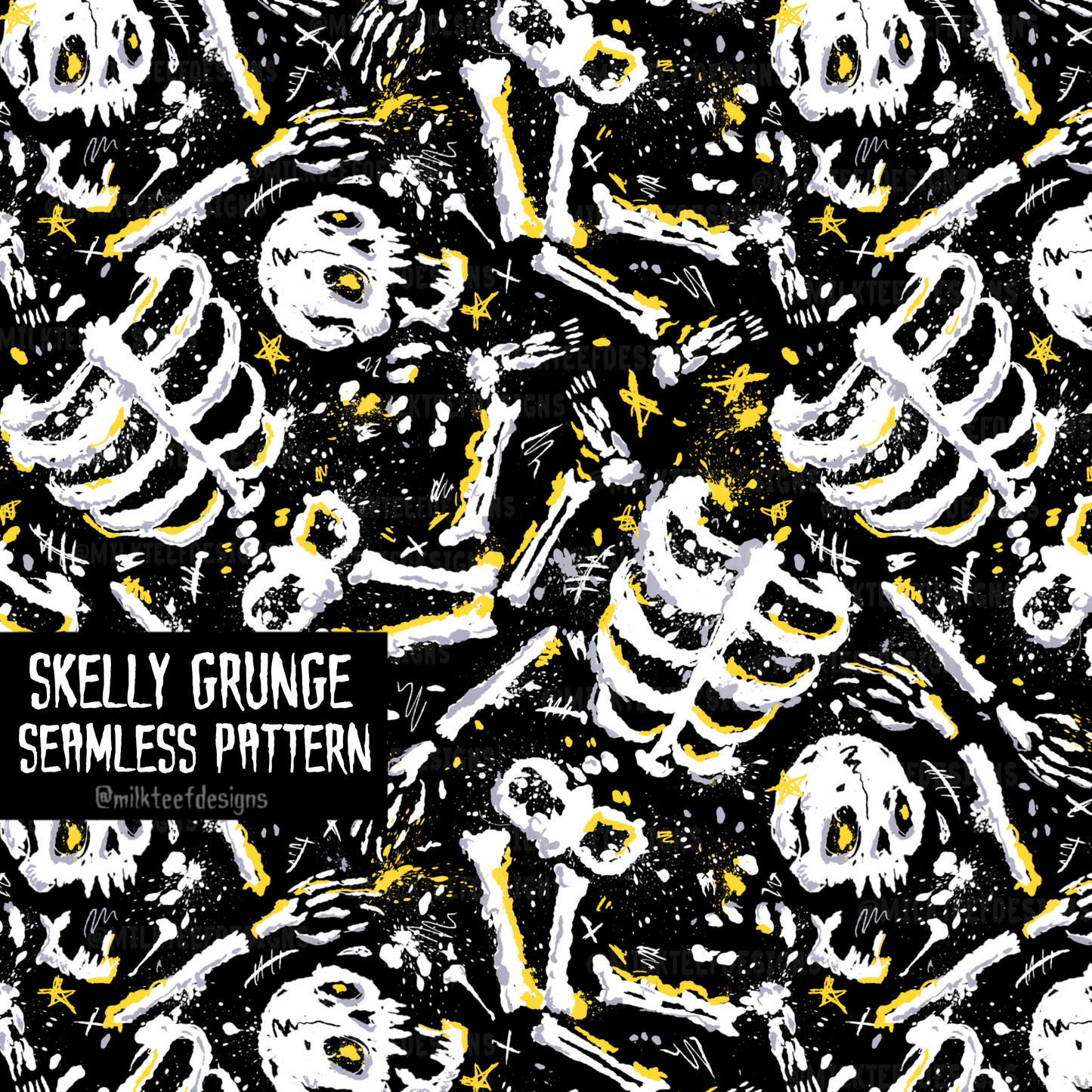 Skelly Grunge / Seamless Pattern