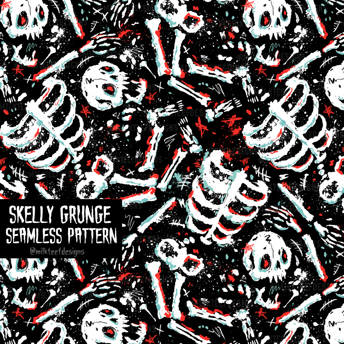 Skelly Grunge / Seamless Pattern