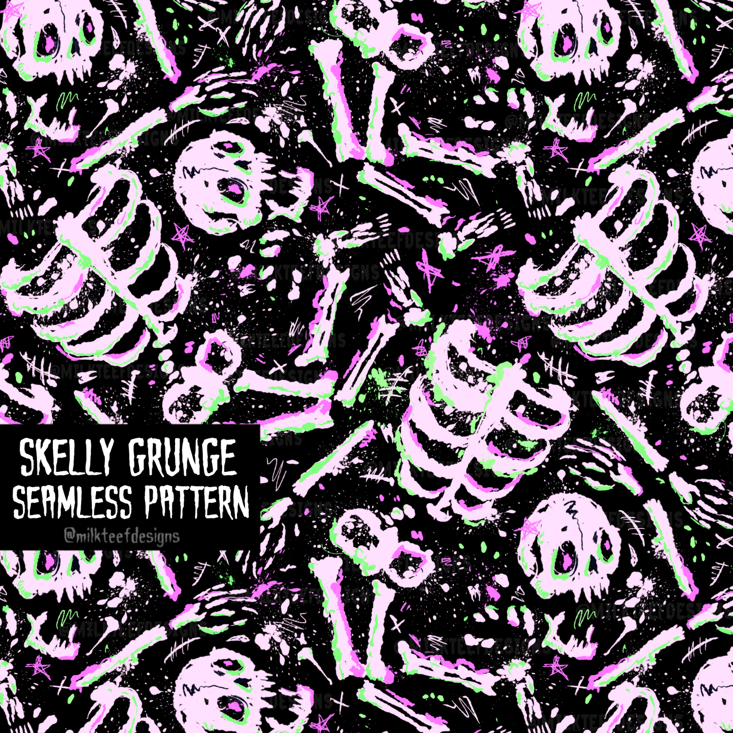 Skelly Grunge / Seamless Pattern