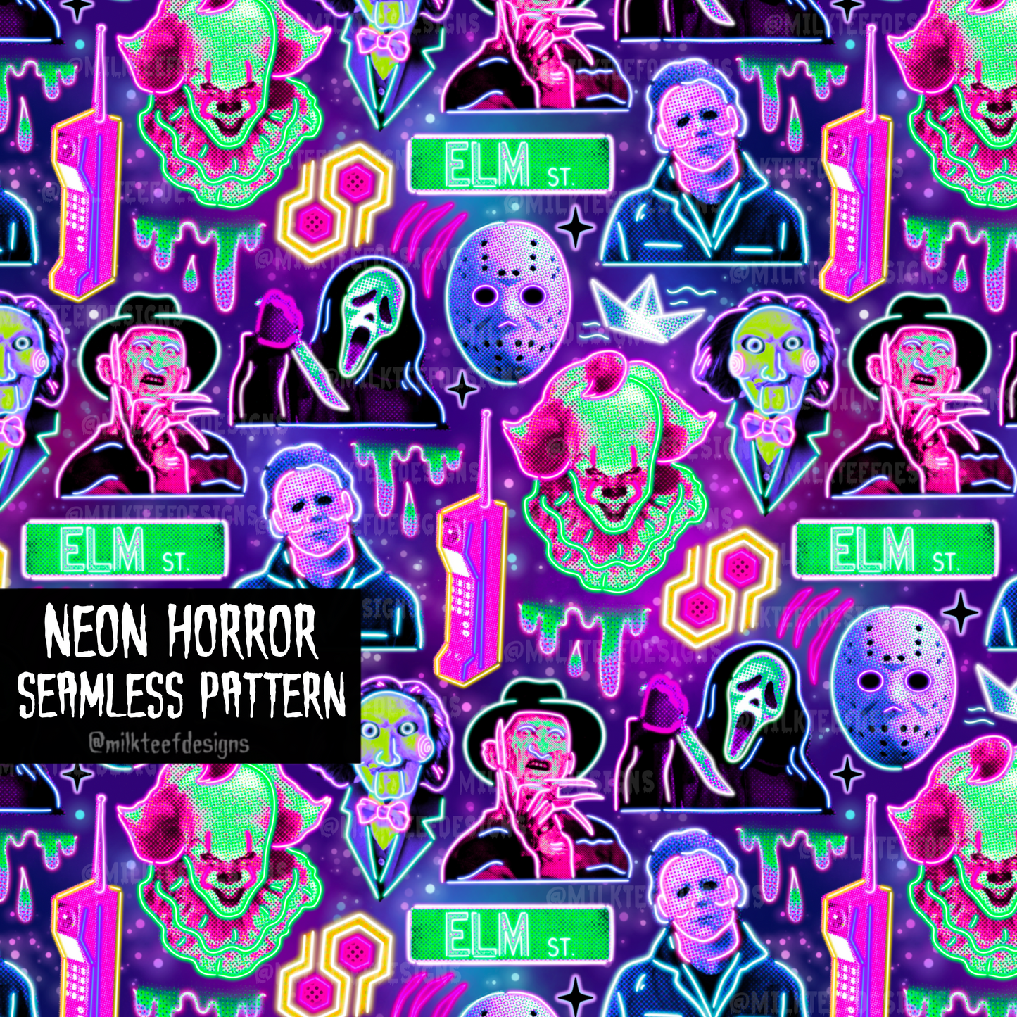 Neon Horror / Seamless Pattern