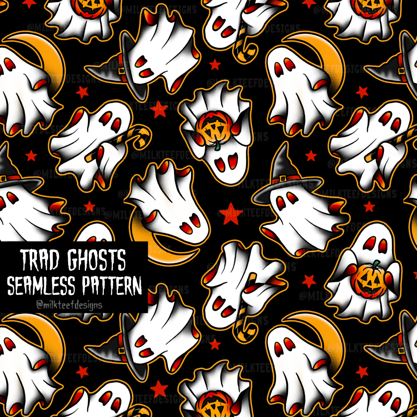 Trad Ghosts / Seamless Pattern