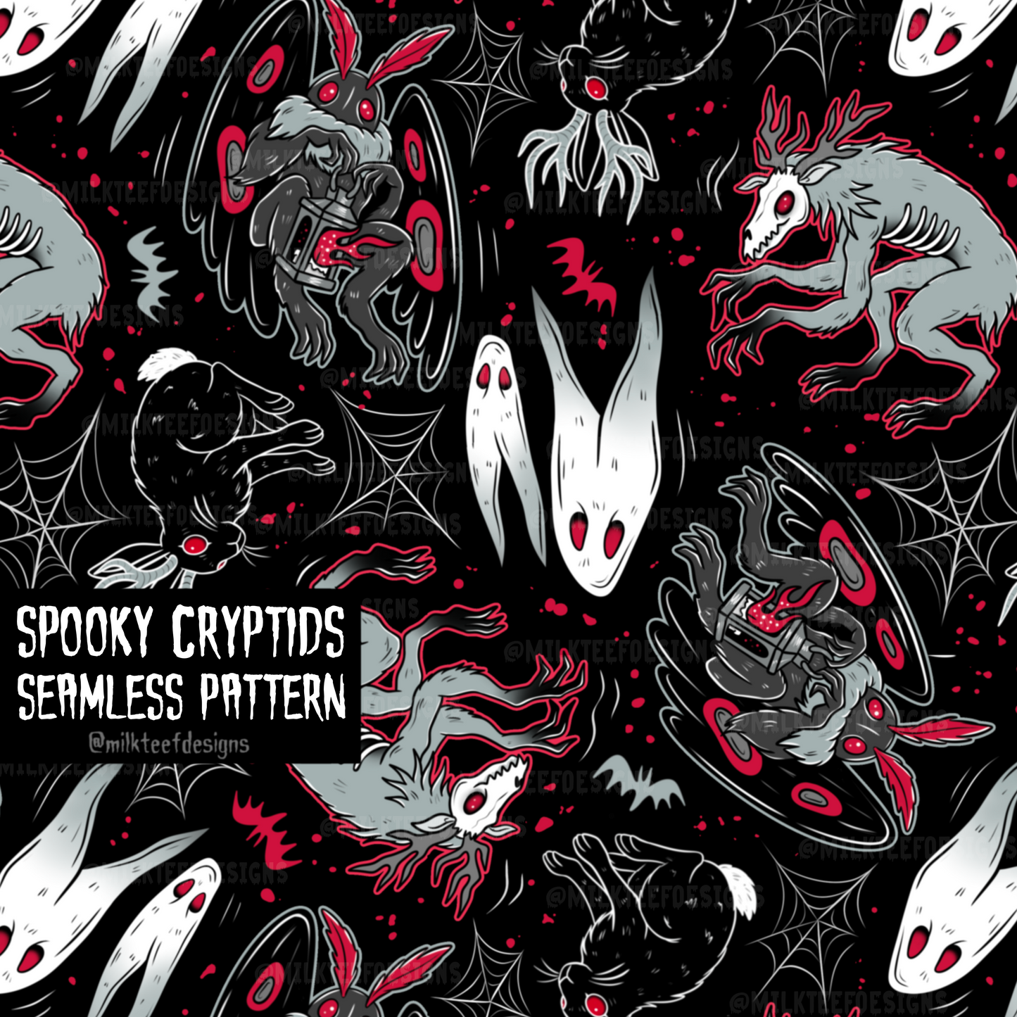 Spooky Cryptids / Seamless Pattern