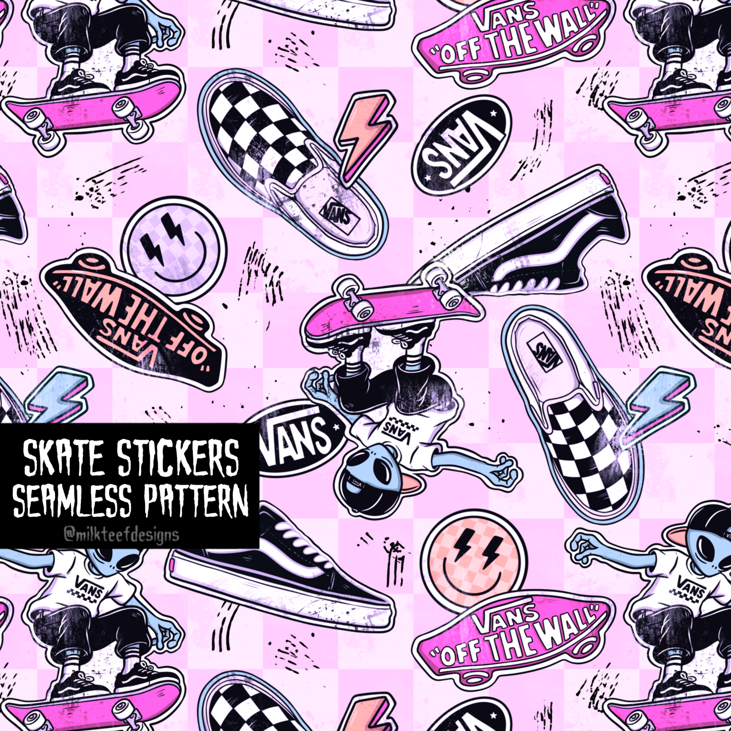 Skate Stickers / Seamless Pattern