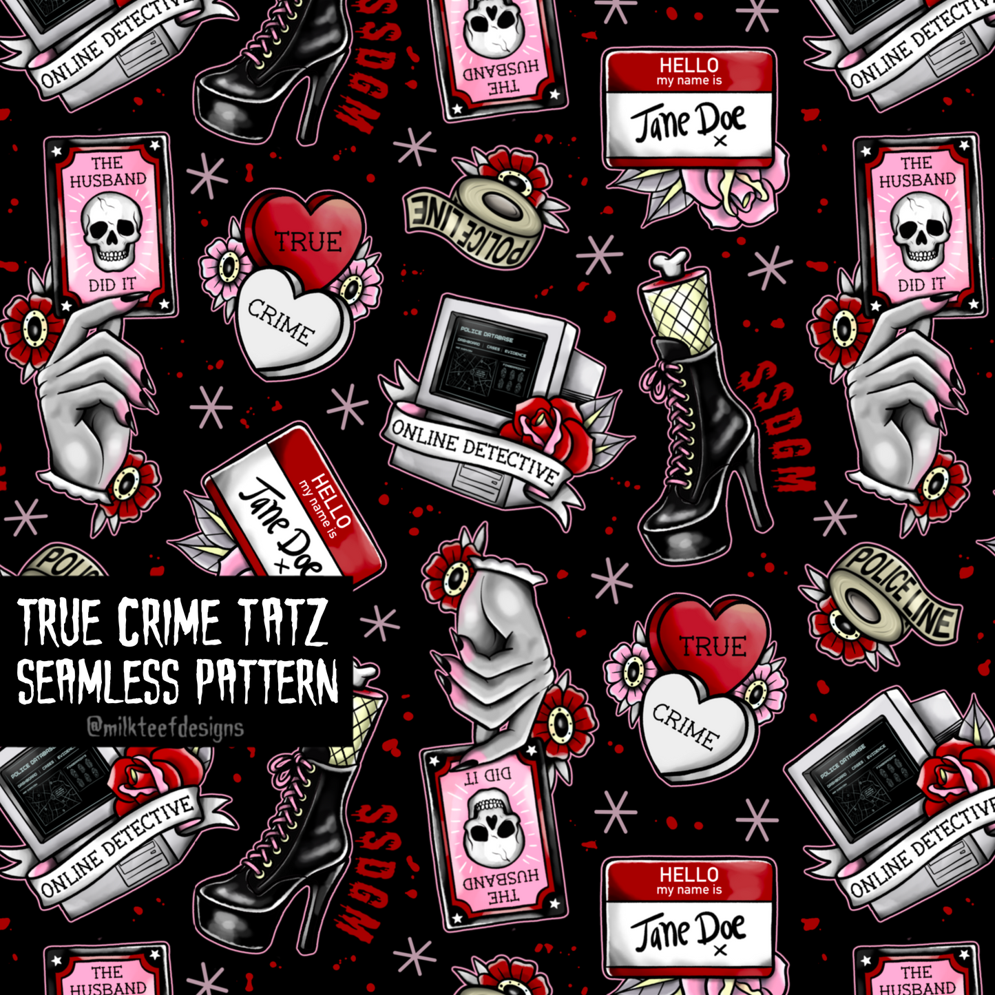 True Crime Tatz / Seamless Pattern