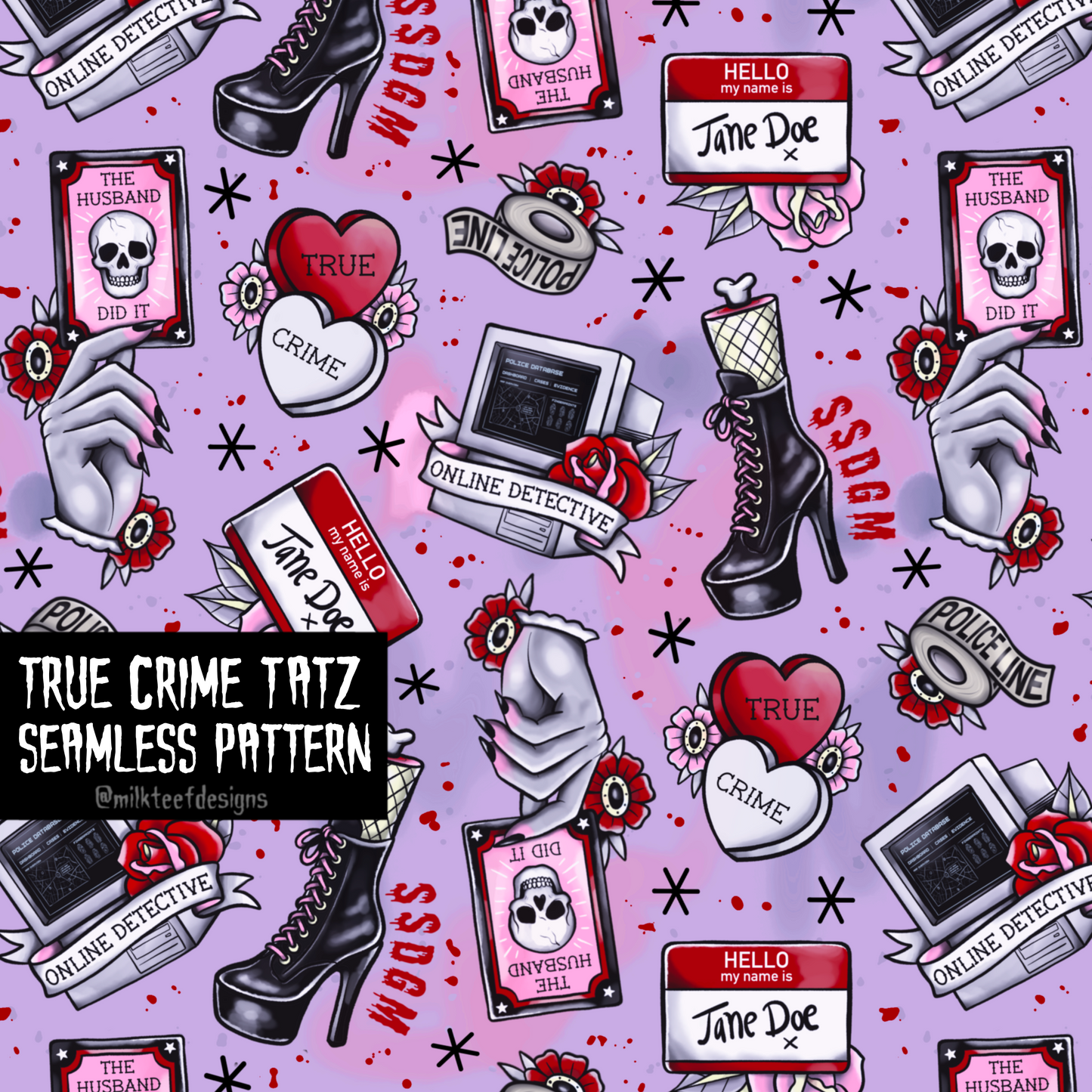 True Crime Tatz / Seamless Pattern