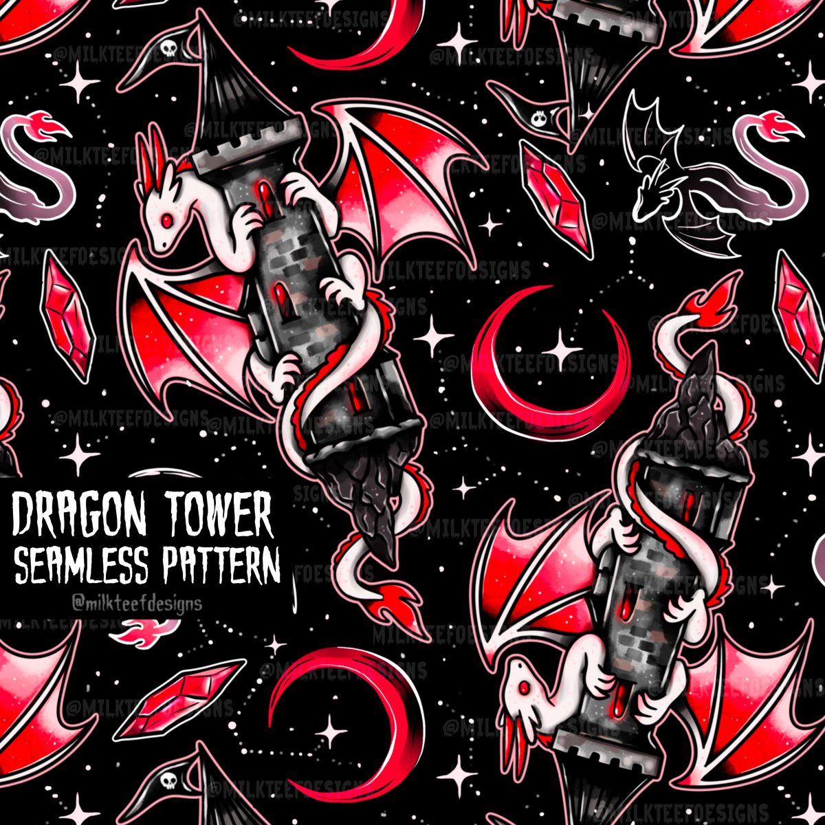 Dragon Tower / Seamless Pattern