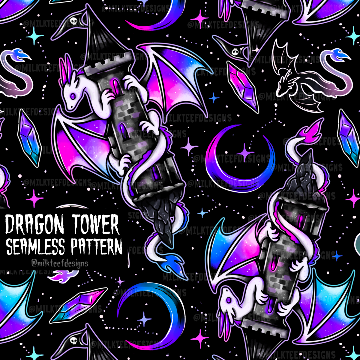 Dragon Tower / Seamless Pattern