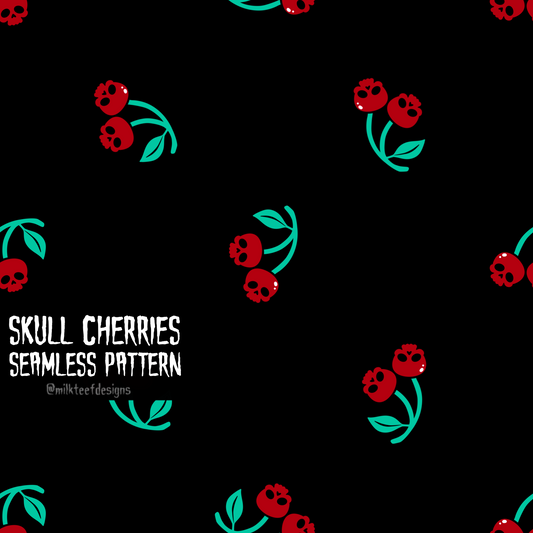 Skull Cherries / Seamless Pattern