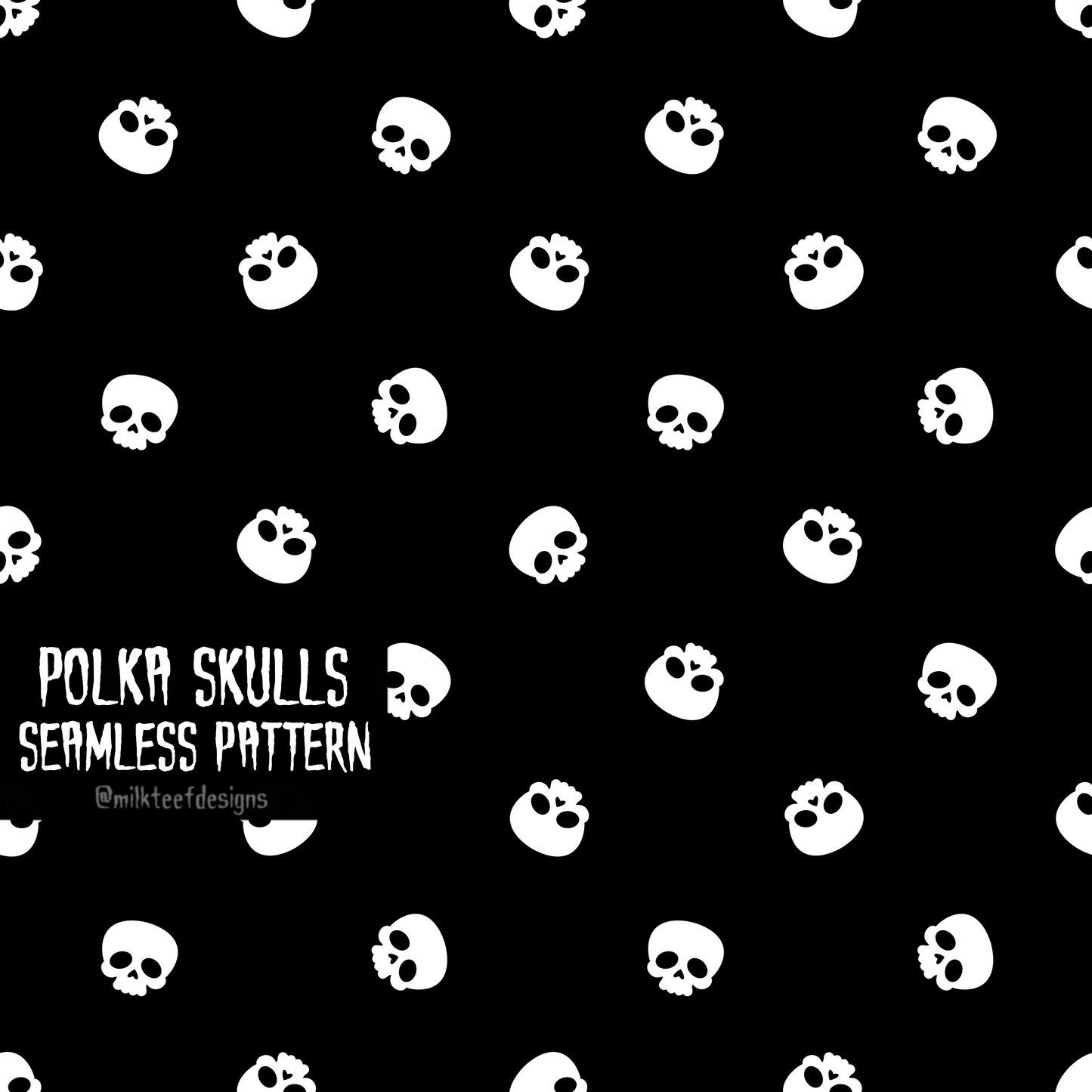 Polka Skulls / Seamless Pattern