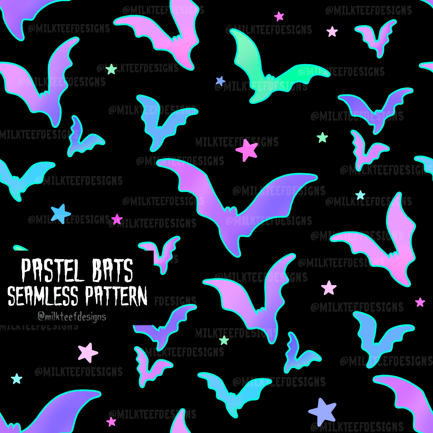 Pastel Bats / Seamless Pattern