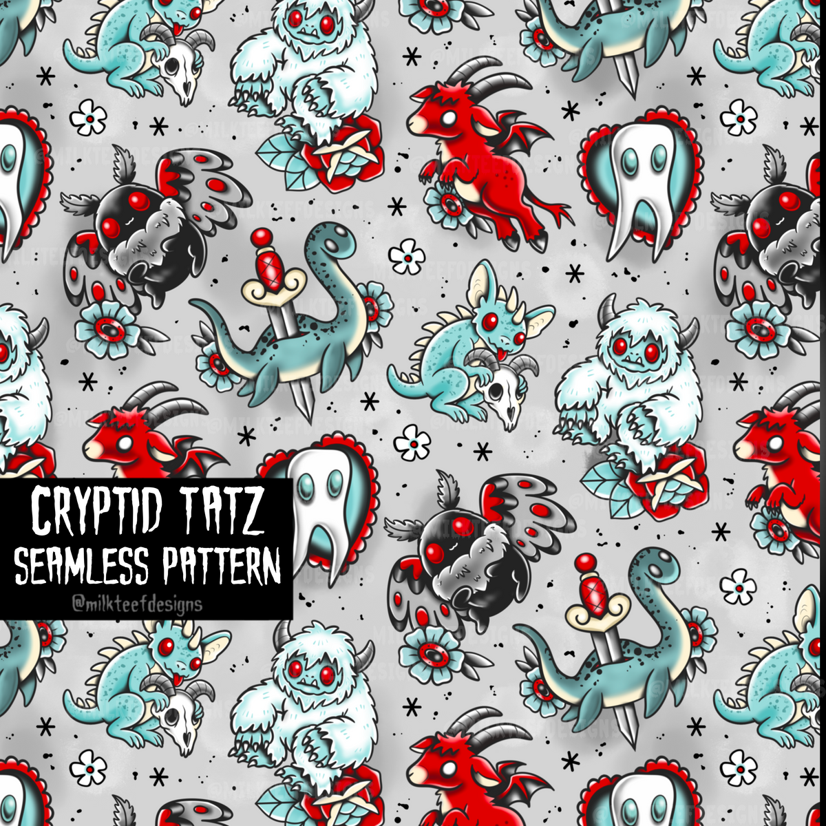 Cryptid Tatz / Seamless Pattern