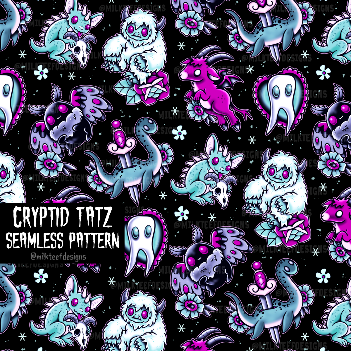 Cryptid Tatz / Seamless Pattern