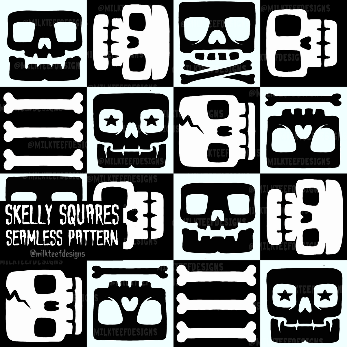 Skelly Squares / Seamless Pattern