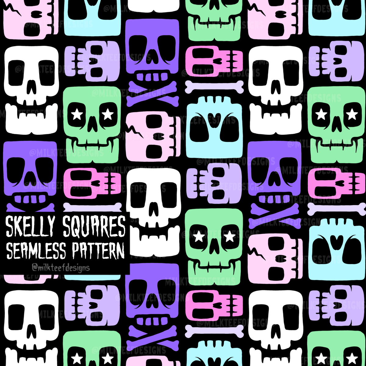 Skelly Squares / Seamless Pattern