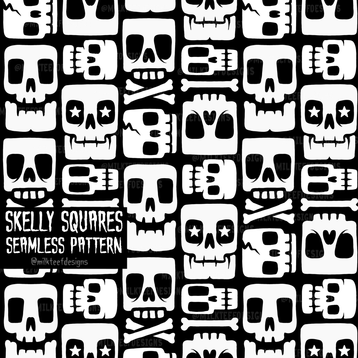 Skelly Squares / Seamless Pattern