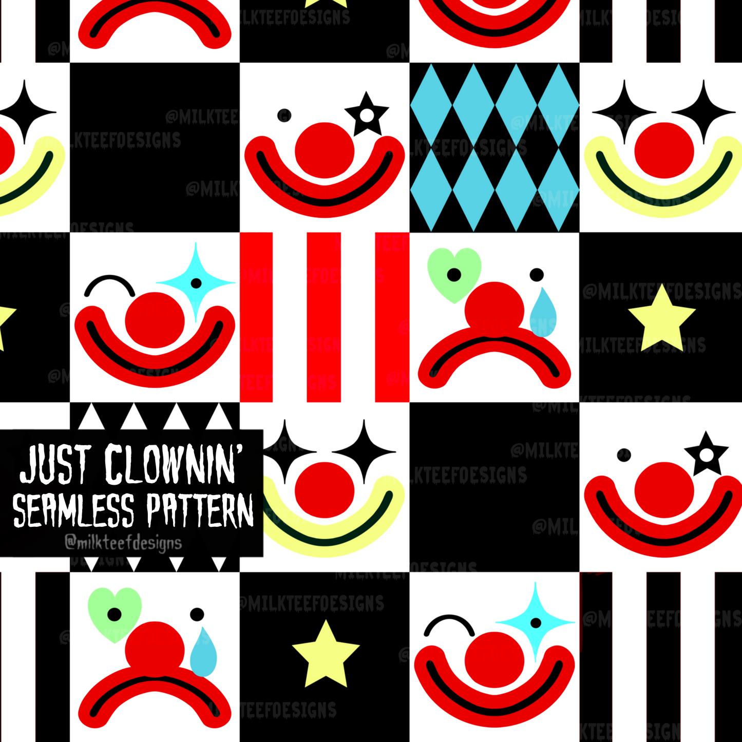 Just Clownin' / Seamless Pattern and co-ords