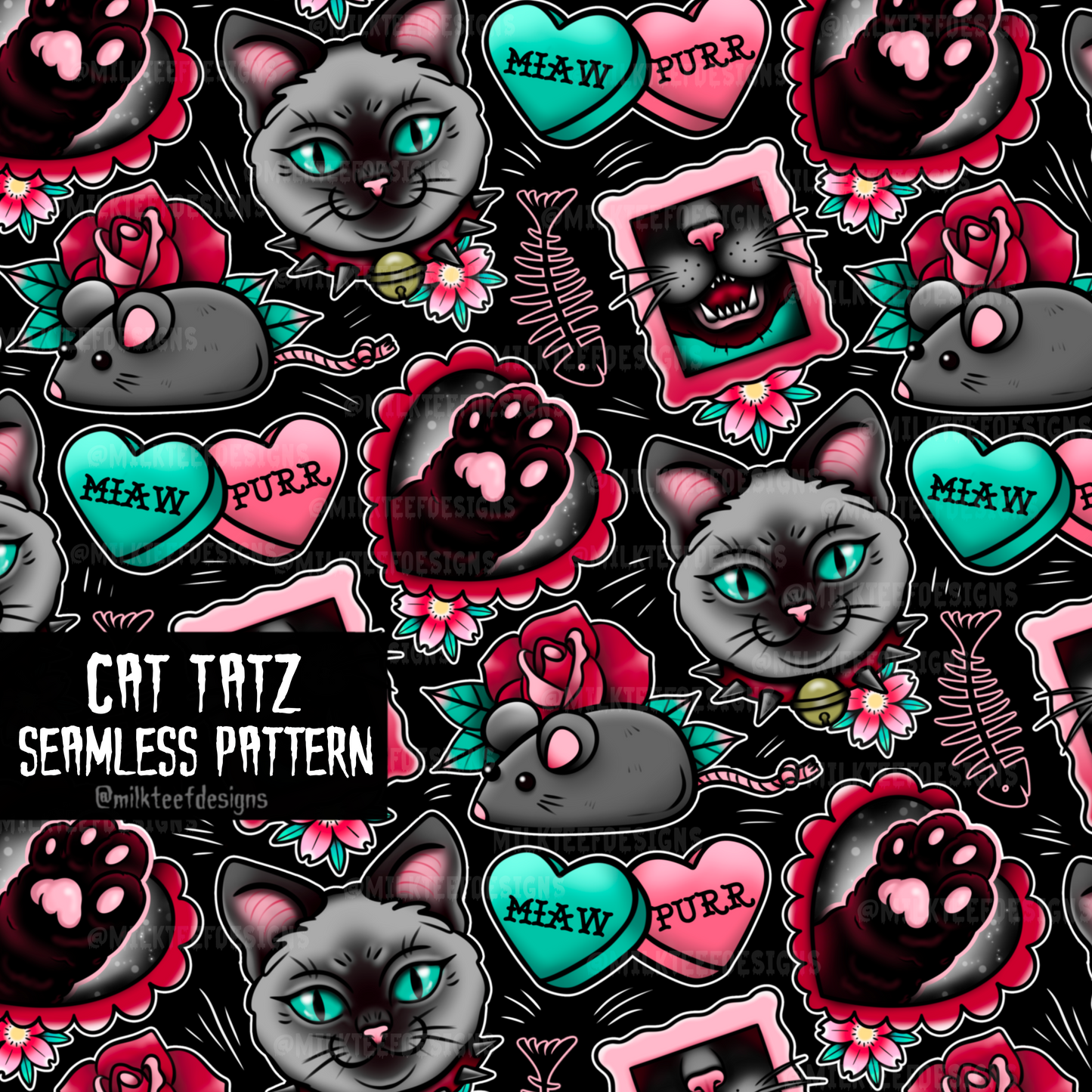 Cat Tatz / Seamless Pattern