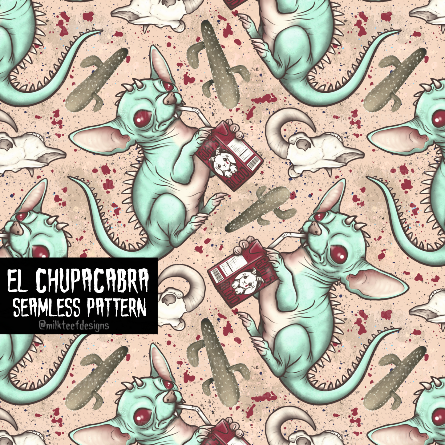 El Chupacabra / Seamless Pattern