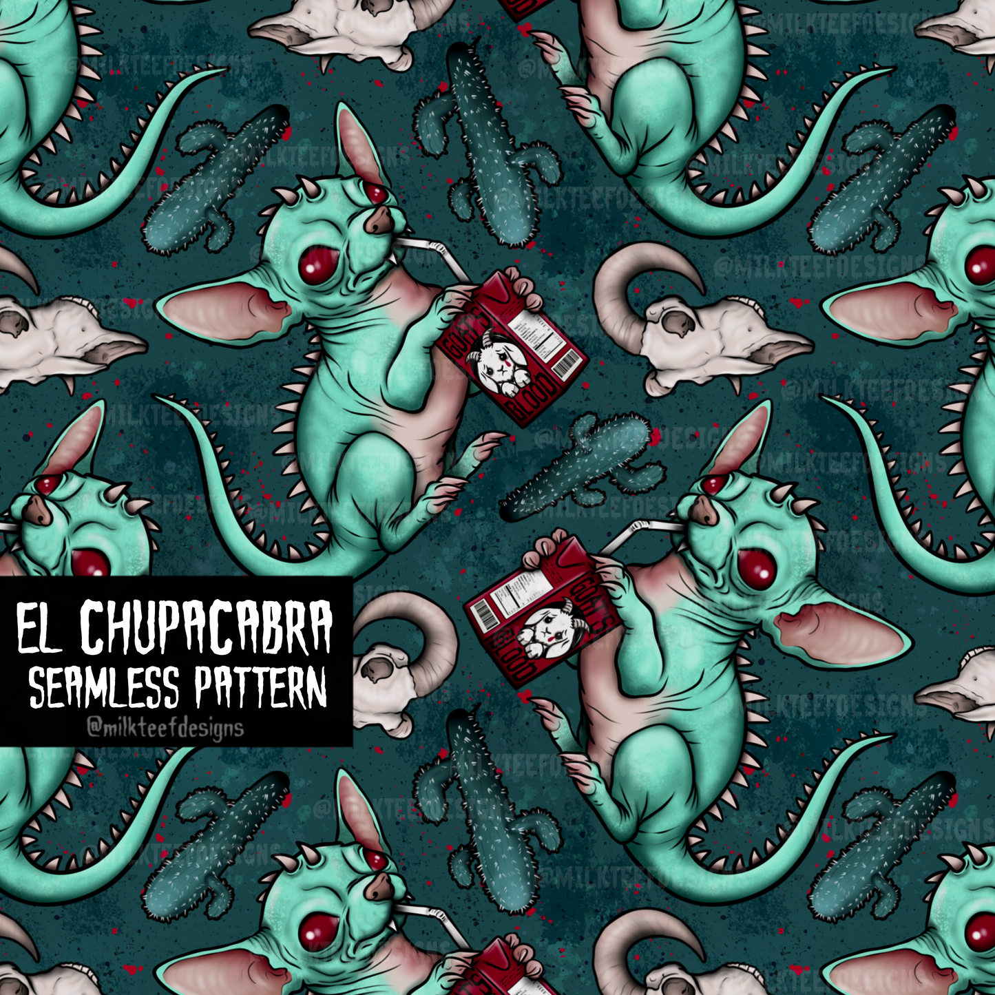El Chupacabra / Seamless Pattern