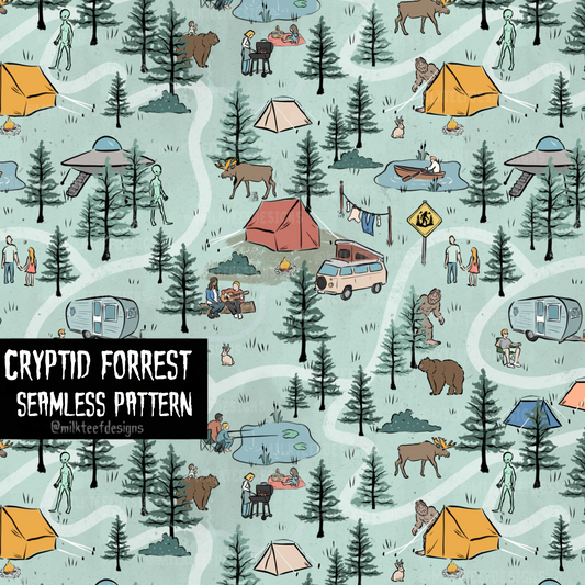 Cryptid Forrest / Seamless Pattern