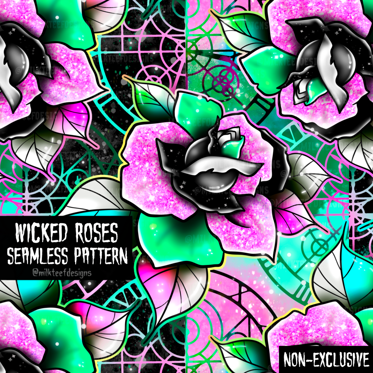 Wicked Cool Roses Wicked Roses / Seamless Pattern – milkteefdesigns