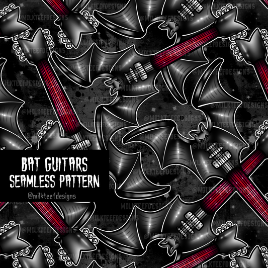 Bat Guitars / Seamless Pattern